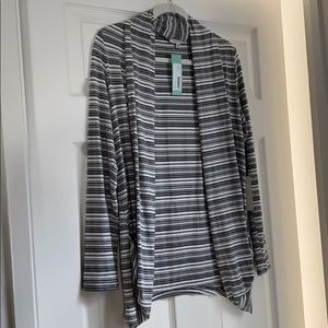 Concord Striped Draped Pocket-Cardigan
